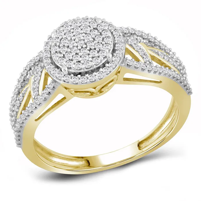 10kt Yellow Gold Womens Round Diamond Circle Cluster Ring 38 Cttw mayamila Rings