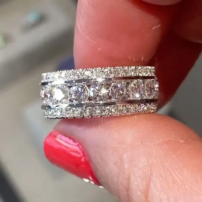 Shineofidamond Round Cut Eternity Anniversary Wedding Band Rings Shineofidamond Round Cut Eternity Anniversary Wedding Band Rings
