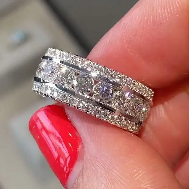 Shineofidamond Round Cut Eternity Anniversary Wedding Band Rings Shineofidamond Round Cut Eternity Anniversary Wedding Band Rings