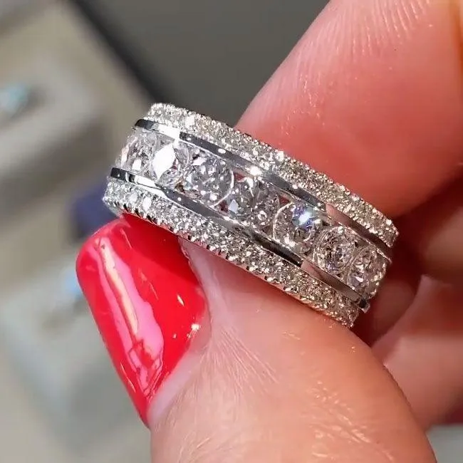Shineofidamond Round Cut Eternity Anniversary Wedding Band Rings Shineofidamond Round Cut Eternity Anniversary Wedding Band Rings