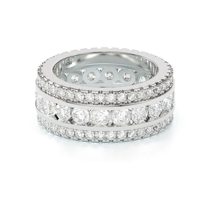 Shineofidamond Round Cut Eternity Anniversary Wedding Band Rings Shineofidamond Round Cut Eternity Anniversary Wedding Band Rings