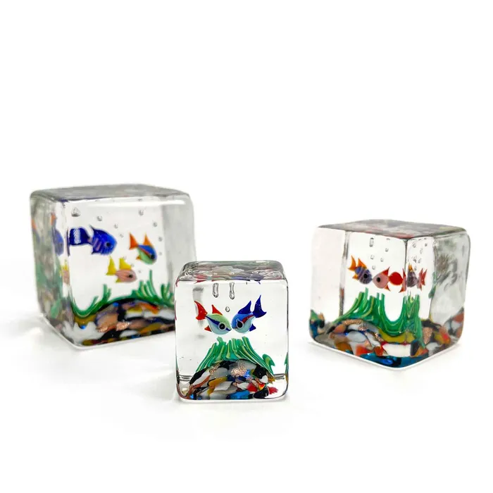 Cimarosto Dimitri Necklaces Murano glass cube with fishes