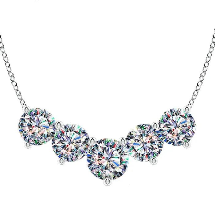 FACETS OF FIRE Necklaces 14KWG 050CTW FOF RD DIA 5 STONE NECKLACE