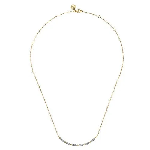 GABRIEL CO 14K Yellow Gold Curved Bujukan Bar Diamond Necklace Necklaces