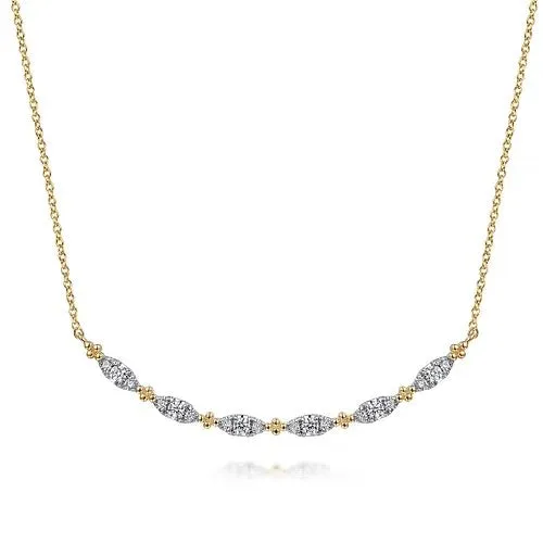 GABRIEL CO 14K Yellow Gold Curved Bujukan Bar Diamond Necklace Necklaces