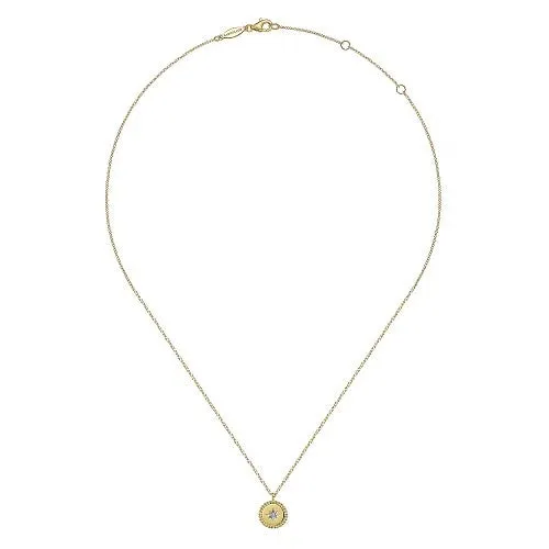 GABRIEL CO Necklaces 14K Yellow Gold Bujukan Medallion Necklace with Starburst Diamond Center GABRIEL CO Necklaces 14K Yellow Gold Bujukan Medallion Necklace with Starburst Diamond Center