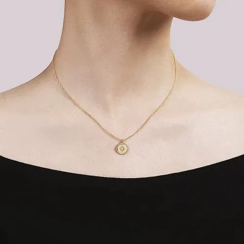 GABRIEL CO Necklaces 14K Yellow Gold Bujukan Medallion Necklace with Starburst Diamond Center GABRIEL CO Necklaces 14K Yellow Gold Bujukan Medallion Necklace with Starburst Diamond Center
