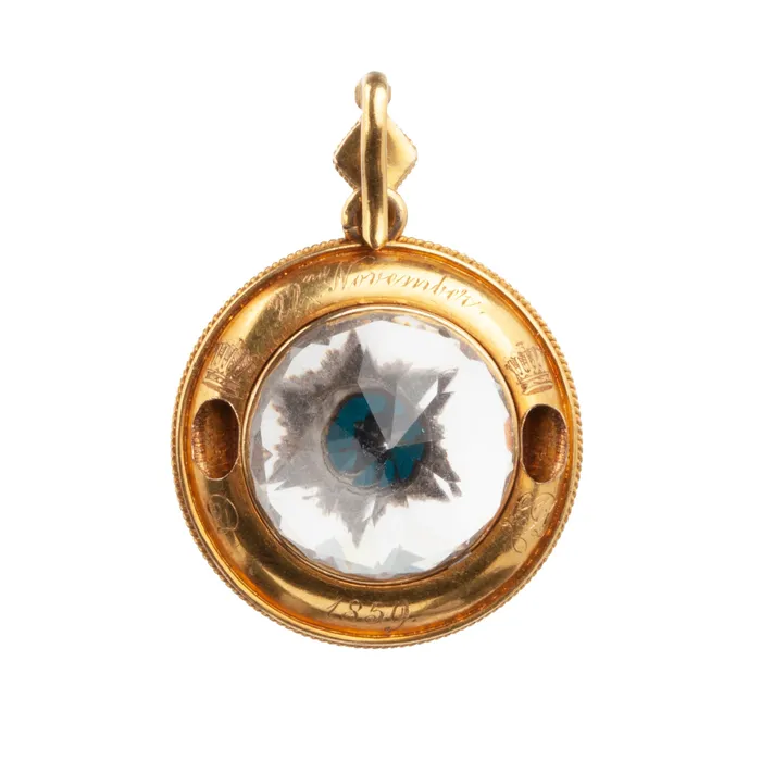 Necklaces Bell Bird Antiques 19th century rock crystal turquoise and diamond Locket