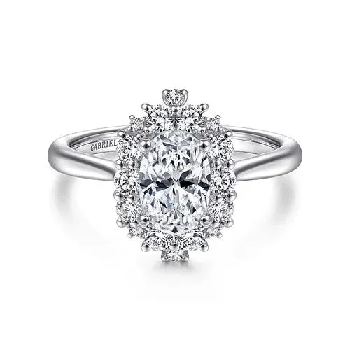 Rings Jada 14K White Gold Oval Halo Diamond Engagement Ring Setting Only GABRIEL CO