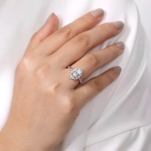Rings Jada 14K White Gold Oval Halo Diamond Engagement Ring Setting Only GABRIEL CO