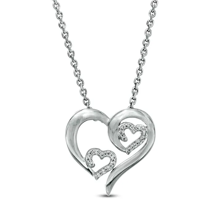 01 CT TW Natural Diamond Triple Swirl Heart Pendant in Sterling Silver Goldia Necklaces 01 CT TW Natural Diamond Triple Swirl Heart Pendant in Sterling Silver Goldia Necklaces