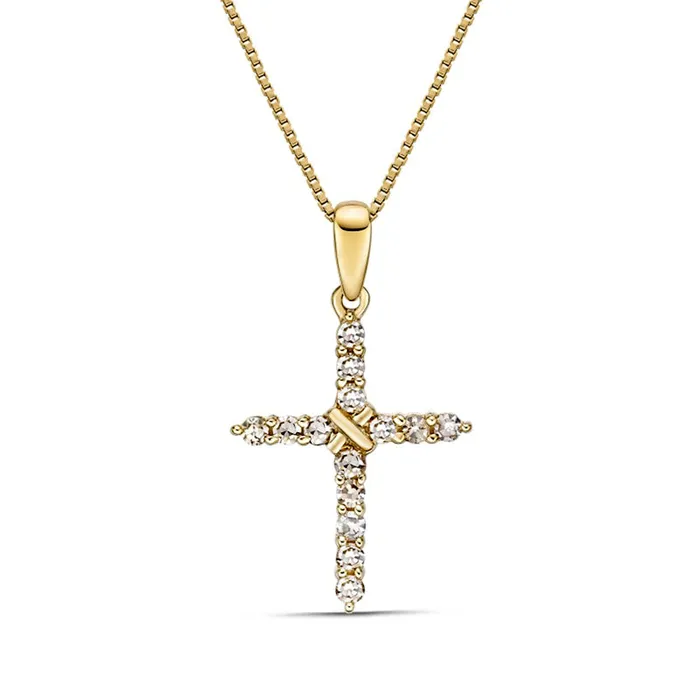 02 CT TW Natural Diamond Cross Pendant in 10K Yellow Gold Goldia Necklaces 02 CT TW Natural Diamond Cross Pendant in 10K Yellow Gold Goldia Necklaces
