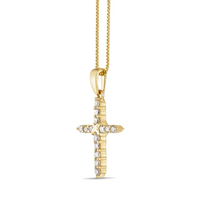 02 CT TW Natural Diamond Cross Pendant in 10K Yellow Gold Goldia Necklaces 02 CT TW Natural Diamond Cross Pendant in 10K Yellow Gold Goldia Necklaces