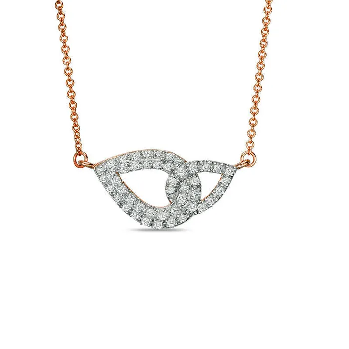 025 CT TW Natural Diamond Interlocking Teardrops Necklace in 14K Rose Gold Goldia Necklaces 025 CT TW Natural Diamond Interlocking Teardrops Necklace in 14K Rose Gold Goldia Necklaces
