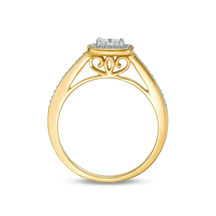 038 CT TW Natural Diamond Frame Antique VintageStyle Three Piece Bridal Engagement Ring Set in Solid 10K Yellow Gold Goldia Rings 038 CT TW Natural Diamond Frame Antique VintageStyle Three Piece Bridal Engagement Ring Set in Solid 10K Yellow Gold Goldia Rings