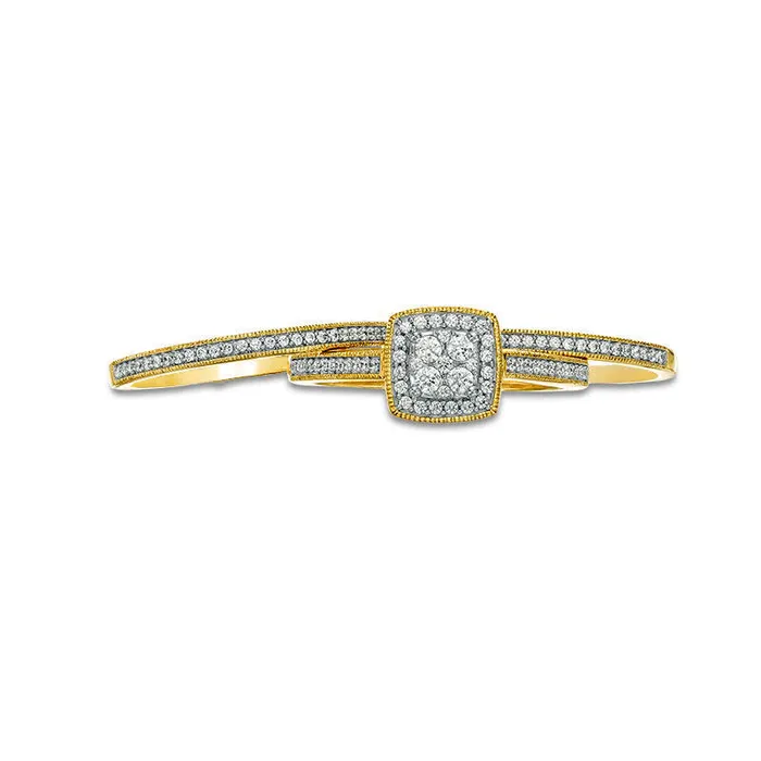 038 CT TW Natural Diamond Frame Antique VintageStyle Three Piece Bridal Engagement Ring Set in Solid 10K Yellow Gold Goldia Rings 038 CT TW Natural Diamond Frame Antique VintageStyle Three Piece Bridal Engagement Ring Set in Solid 10K Yellow Gold Goldia Rings