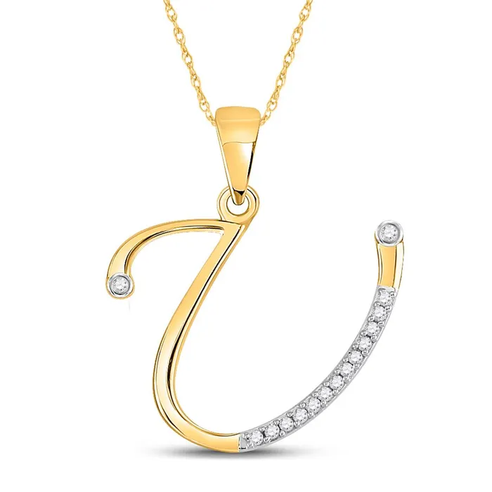 10k Yellow Gold Round Diamond U Initial Letter Pendant 112 Cttw gndatlanta Necklaces 10k Yellow Gold Round Diamond U Initial Letter Pendant 112 Cttw gndatlanta Necklaces