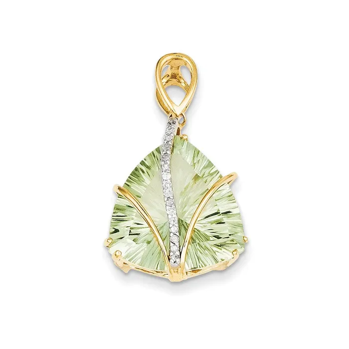 14K Green Quartz and Diamond Pendant Goldiacom Necklaces