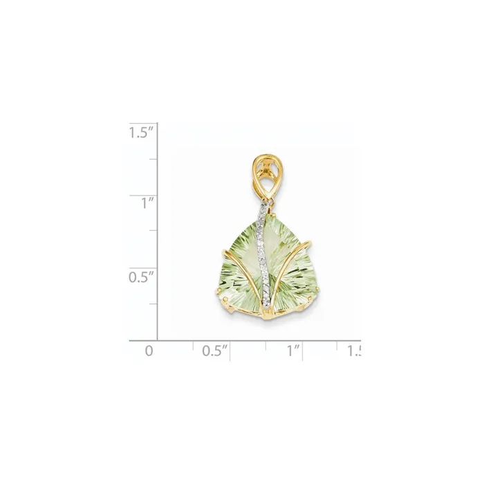 14K Green Quartz and Diamond Pendant Goldiacom Necklaces