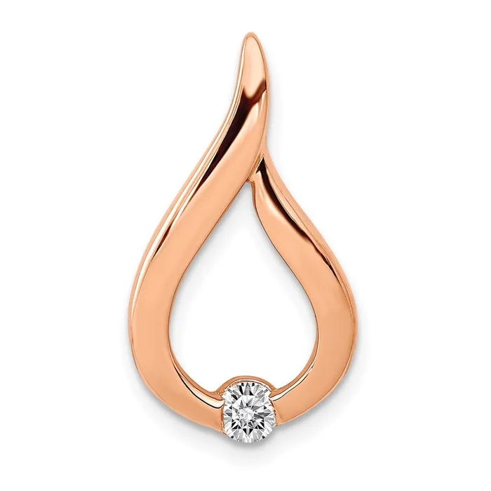 14k Rose Gold 110ct Real Diamond Teardrop Chain Slide Goldia Necklaces