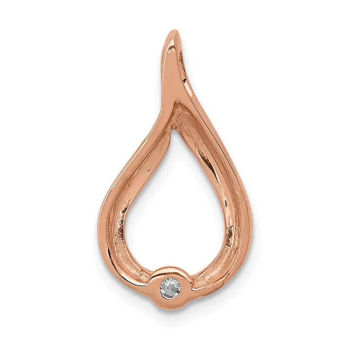 14k Rose Gold 110ct Real Diamond Teardrop Chain Slide Goldia Necklaces