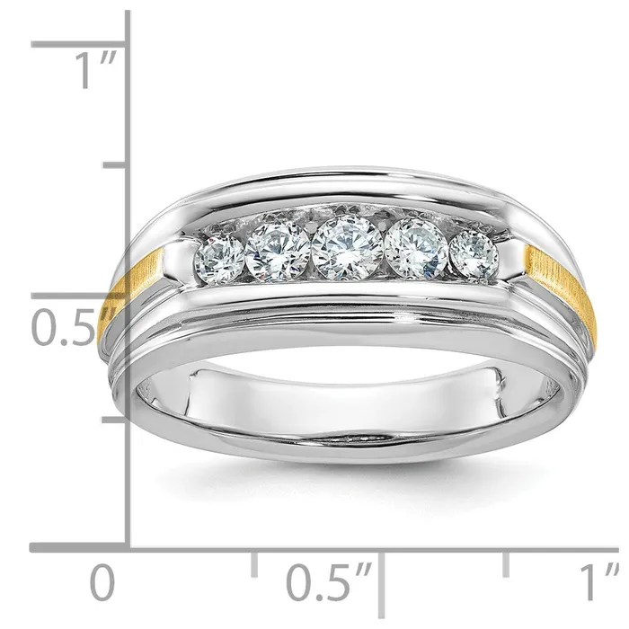 14k Twotone Gold Mens Polished and Satin 12 carat Diamond Complete Ring Goldia Rings