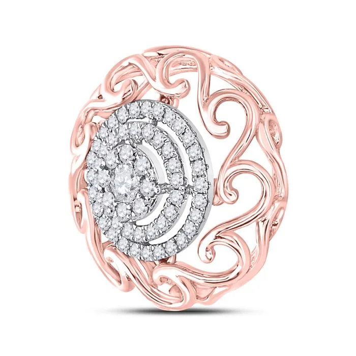 14k Twotone Gold Round Diamond Filigree Circle Pendant 13 Cttw gndatlanta Rings