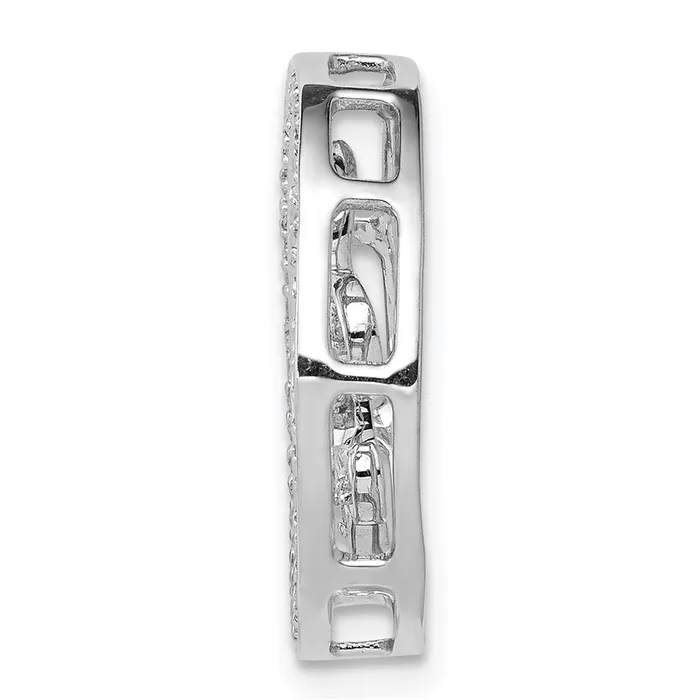 14k White Gold 15ct Real Diamond Fleur de Lis Chain Slide Goldia Necklaces