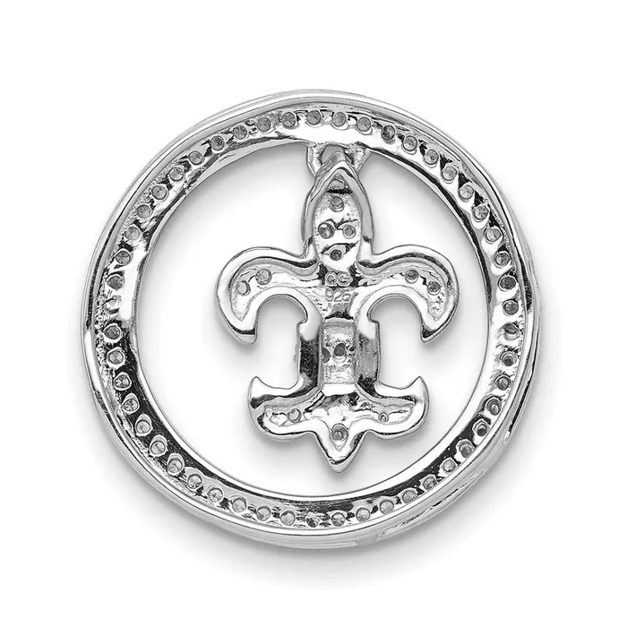 14k White Gold 15ct Real Diamond Fleur de Lis Chain Slide Goldia Necklaces