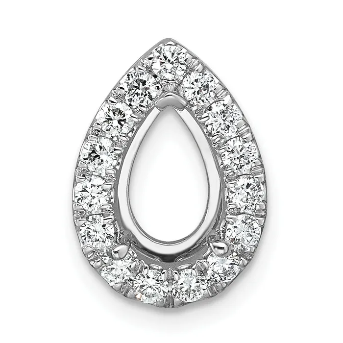 14k White Gold 38 Ct Lab Grown Diamond VSSI G Pear Halo Chain Slide Pendant Goldia Necklaces