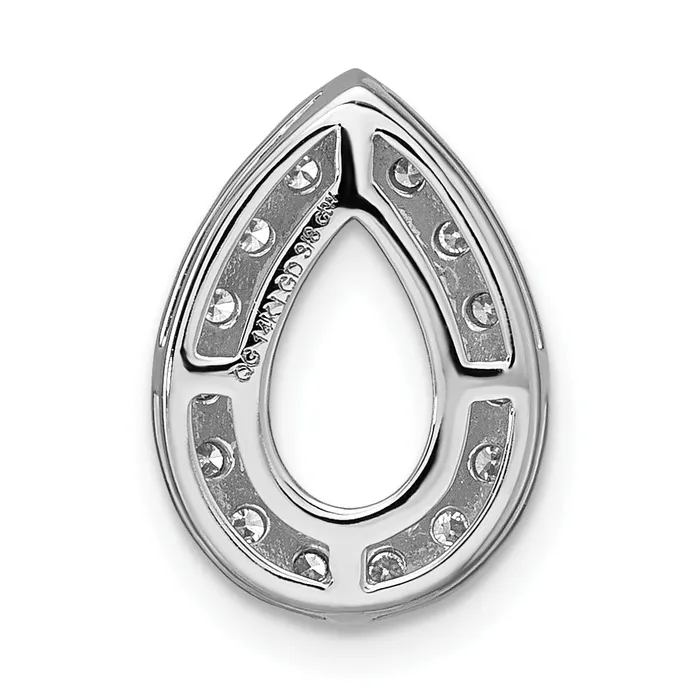14k White Gold 38 Ct Lab Grown Diamond VSSI G Pear Halo Chain Slide Pendant Goldia Necklaces