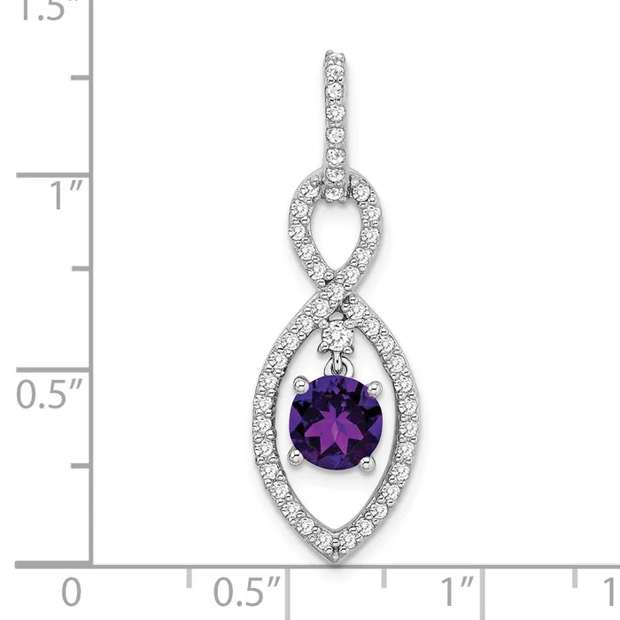 14k White Gold Amethyst and Real Diamond Pendant Goldia Necklaces