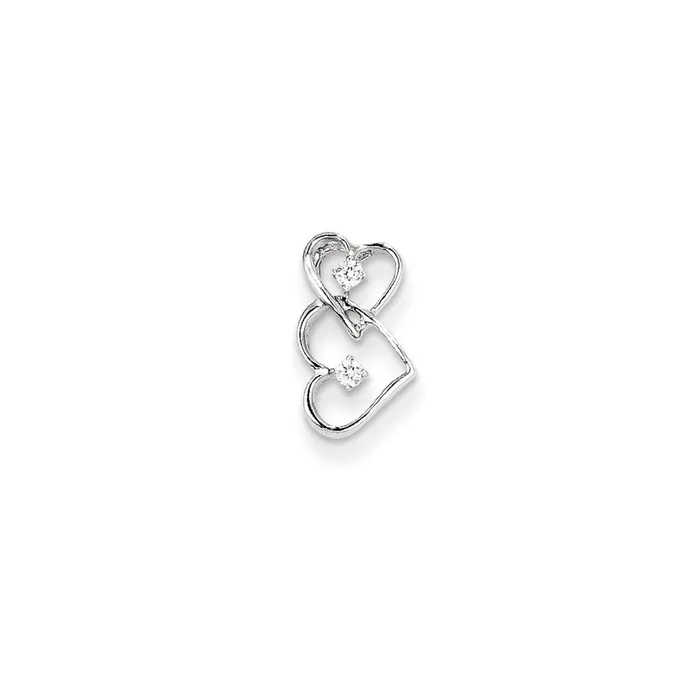 14K White Gold Diamond Double Heart Chain Slide Goldiacom Necklaces