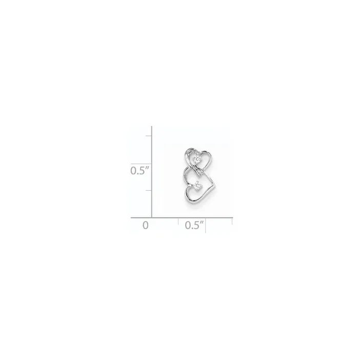 14K White Gold Diamond Double Heart Chain Slide Goldiacom Necklaces