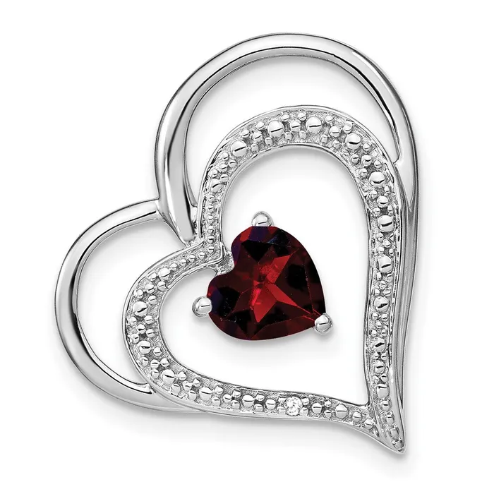 14k White Gold Garnet and Real Diamond MOM Heart Pendant Goldia Necklaces 14k White Gold Garnet and Real Diamond MOM Heart Pendant Goldia Necklaces