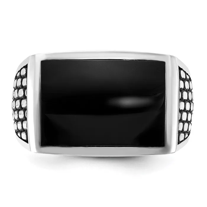 14k White Gold Mens Onyx Ring Mounting Goldia Rings