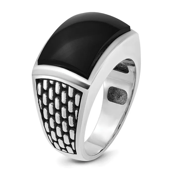 14k White Gold Mens Onyx Ring Mounting Goldia Rings