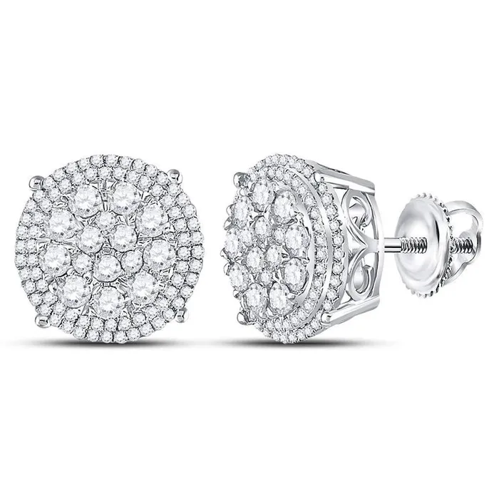 14k White Gold Round Diamond Cluster Stud Earrings 114 Cttw gndatlanta Earrings 14k White Gold Round Diamond Cluster Stud Earrings 114 Cttw gndatlanta Earrings