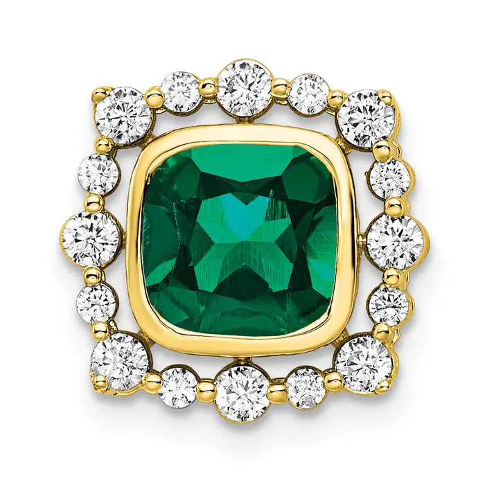 14k Yellow Gold 12 Ct Lab Grown Diamond VSSI G and Lab Created Emerald Square Chain Slide Pendant Goldia Necklaces 14k Yellow Gold 12 Ct Lab Grown Diamond VSSI G and Lab Created Emerald Square Chain Slide Pendant Goldia Necklaces