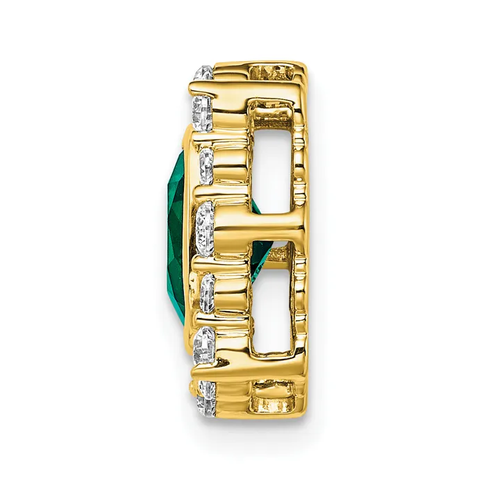 14k Yellow Gold 12 Ct Lab Grown Diamond VSSI G and Lab Created Emerald Square Chain Slide Pendant Goldia Necklaces