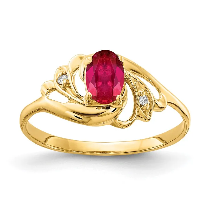 14K Yellow Gold 6x4mm Oval Ruby VS Real Diamond ring Goldiacom Rings
