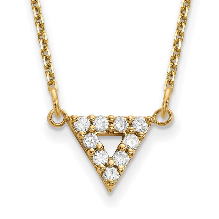 14K Yellow Gold A Quality Real Diamond 9mm Triangle Necklace Goldia Necklaces 14K Yellow Gold A Quality Real Diamond 9mm Triangle Necklace Goldia Necklaces