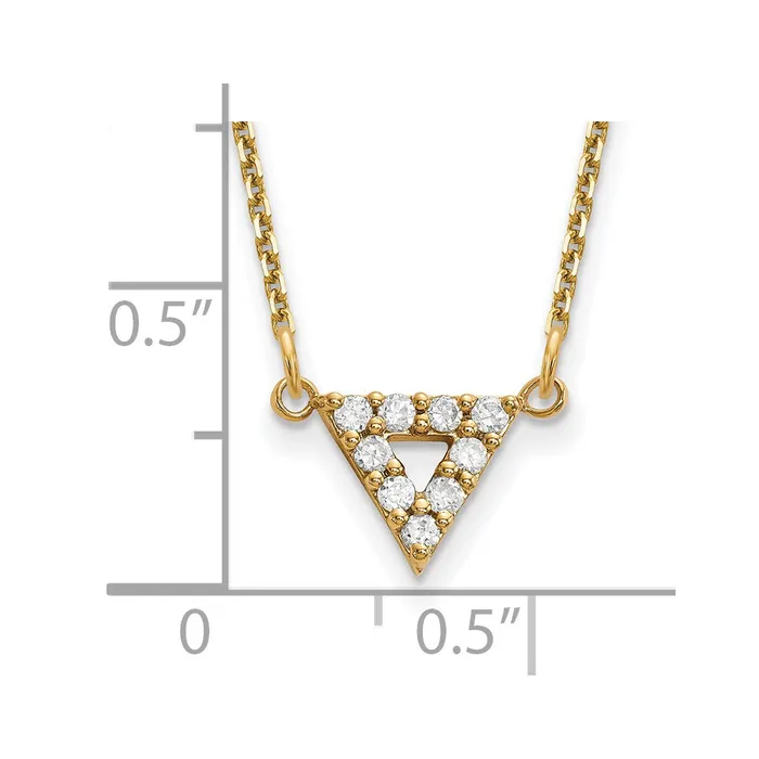 14K Yellow Gold A Quality Real Diamond 9mm Triangle Necklace Goldia Necklaces