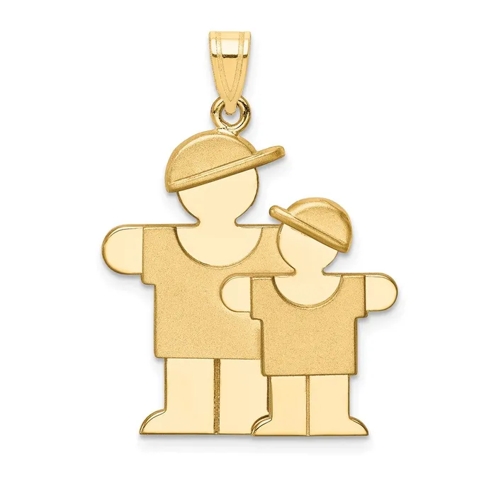 14k Yellow Gold Big Boy and Little Boy Engravable Charm Goldia Charm Necklaces
