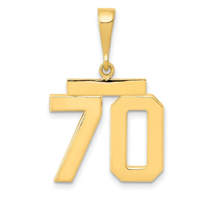 14k Yellow Gold Medium Polished Number 70 Charm Goldia Charm Necklaces