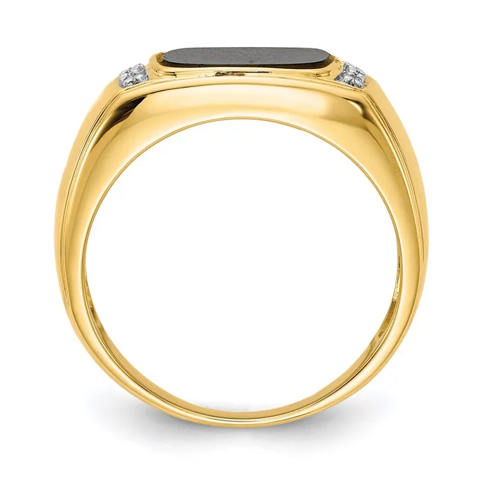 14K Yellow Gold Onyx u0026 A Quality Real Diamond Mens Ring Goldia Rings