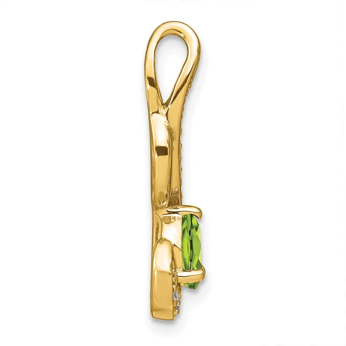 14K Yellow Gold Peridot and Real Diamond Swirl Pendant Goldia Necklaces