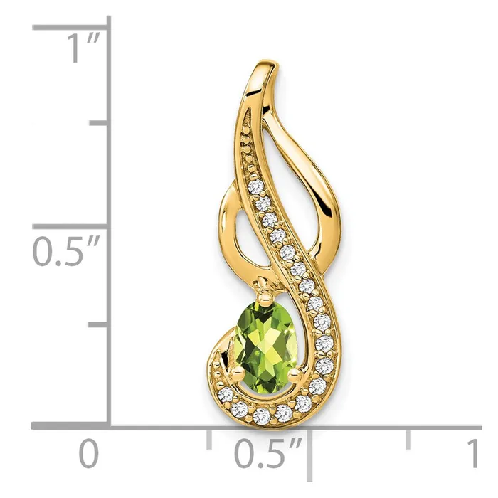 14K Yellow Gold Peridot and Real Diamond Swirl Pendant Goldia Necklaces