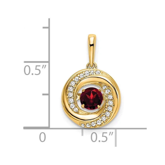 14K Yellow Gold Round Garnet and Real Diamond Pendant Goldia Necklaces