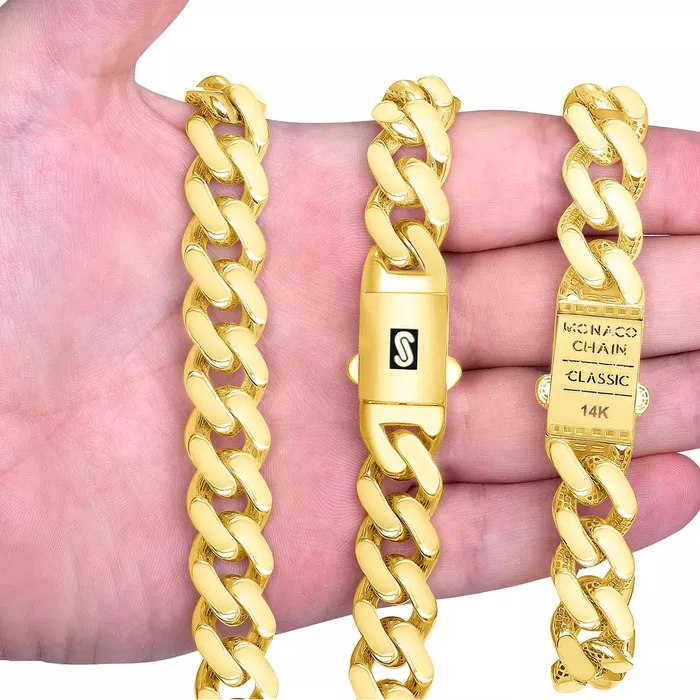 14k Yellow Gold Royal Monaco Miami Cuban Link 9mm Chain Pendant Necklace 30 Goldiacom Necklaces